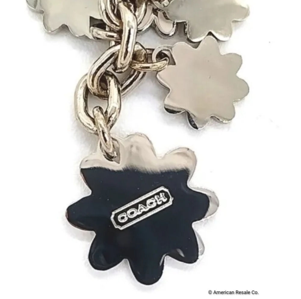 JUST IN! Vintage COACH Sky Blue Daisy Flowers Enamel Purse Charm Keychain Fob - Picture 6 of 6